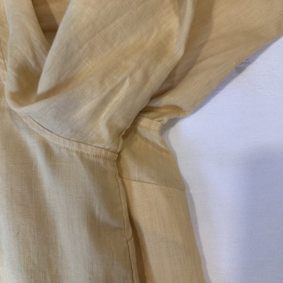 J JILL Size-2X Women Shirt 100% Linen Yellow Button Front Casual Resort Lagen - Picture 7 of 11